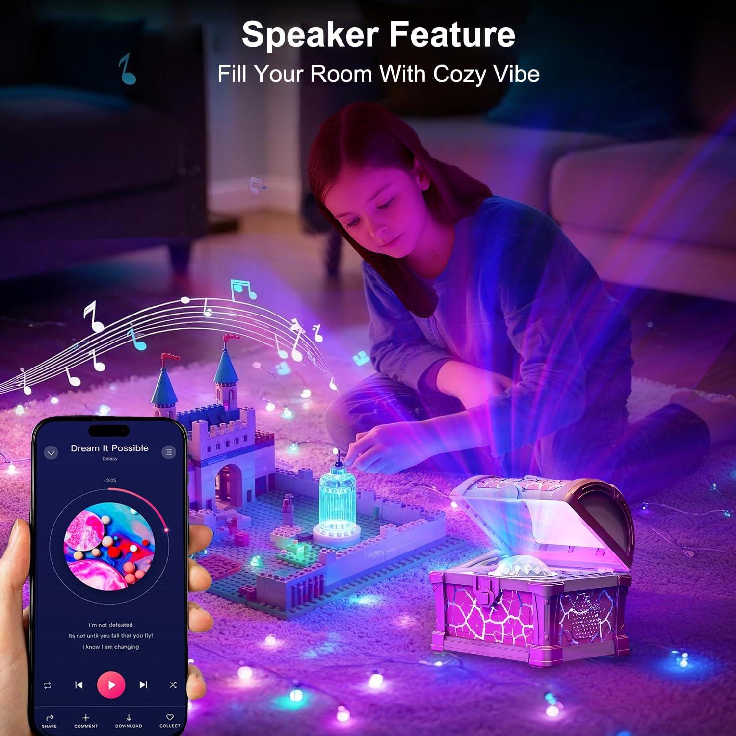 Proyector de Luces del Norte Rosa con Control Remoto y Ruido Blanco