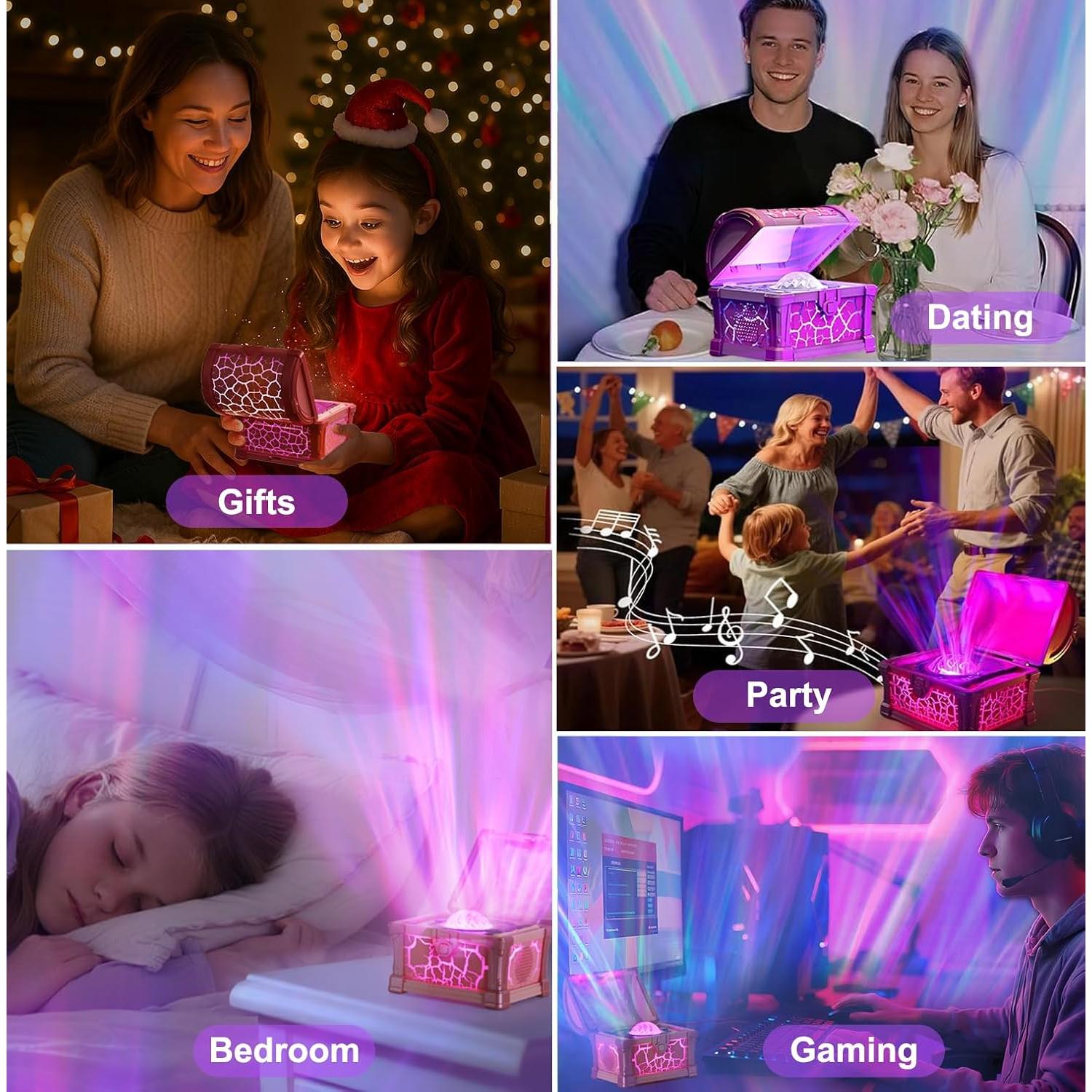 Proyector de Luces del Norte Rosa con Control Remoto y Ruido Blanco