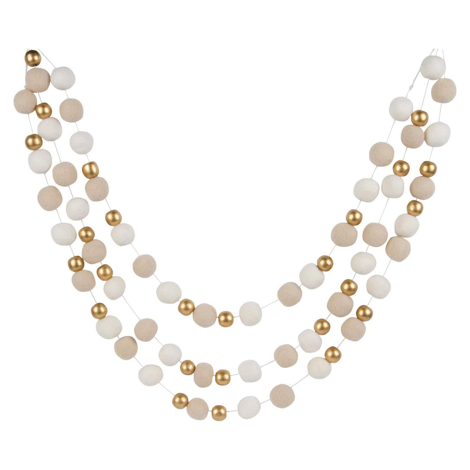 Guirnalda de Pom Pom de Fieltro Orchid & Ivy 2.44m con Perlas Doradas