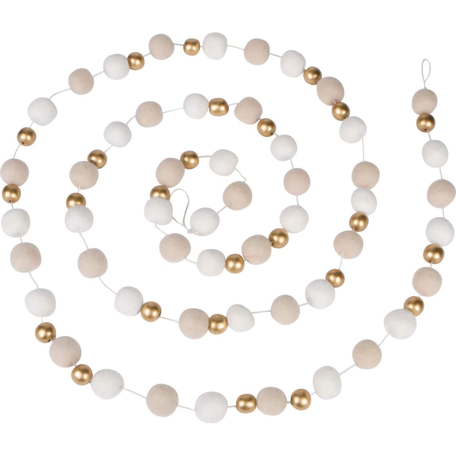 Guirnalda de Pom Pom de Fieltro Orchid & Ivy 2.44m con Perlas Doradas