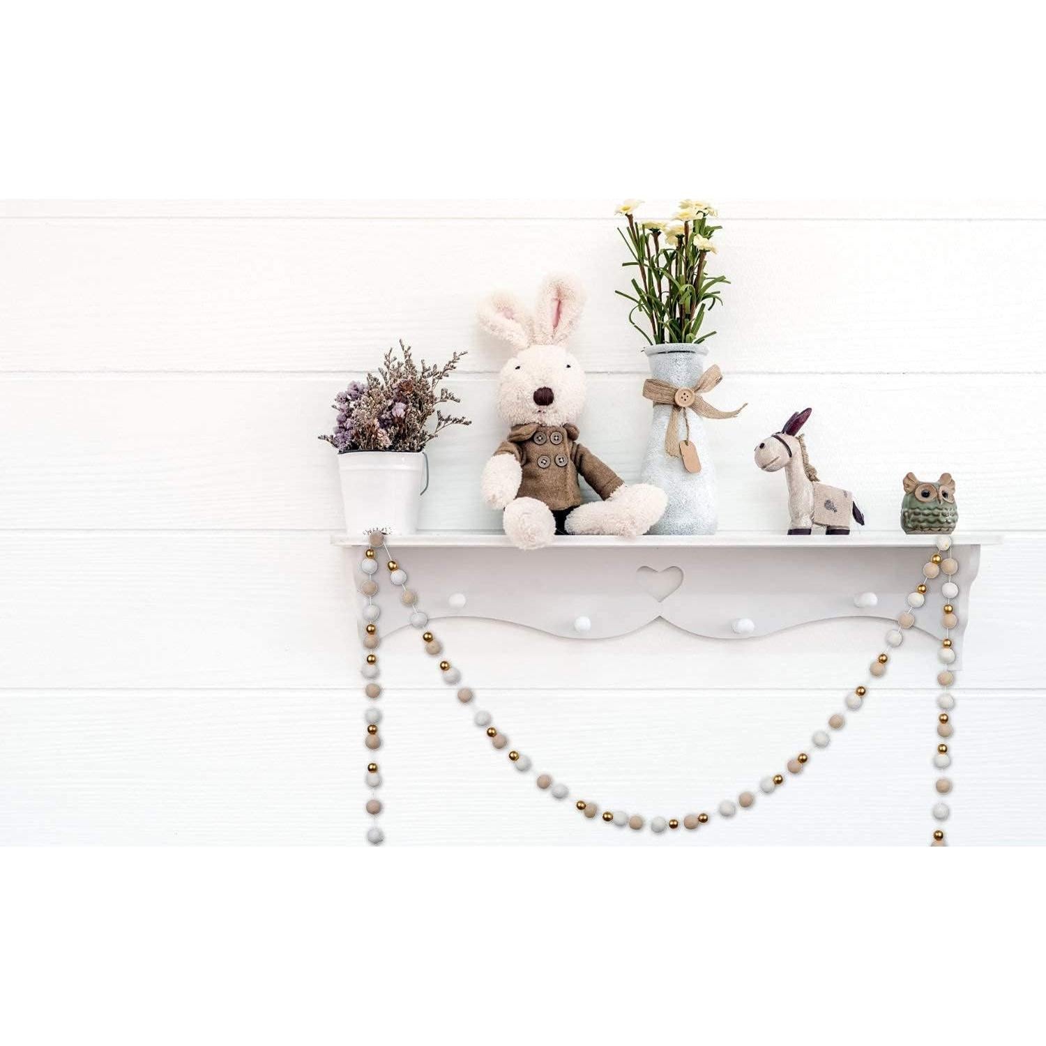 Guirnalda de Pom Pom de Fieltro Orchid & Ivy 2.44m con Perlas Doradas