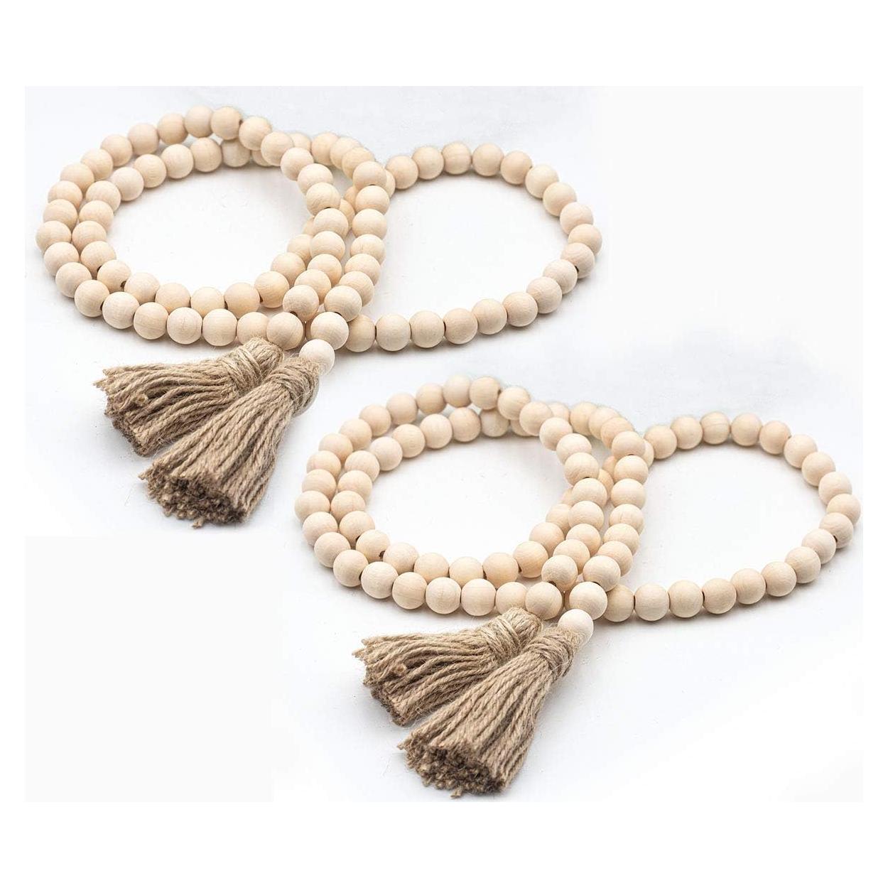 Guirnalda de Perlas de Madera LSKYTOP 147.32 cm con Borlas