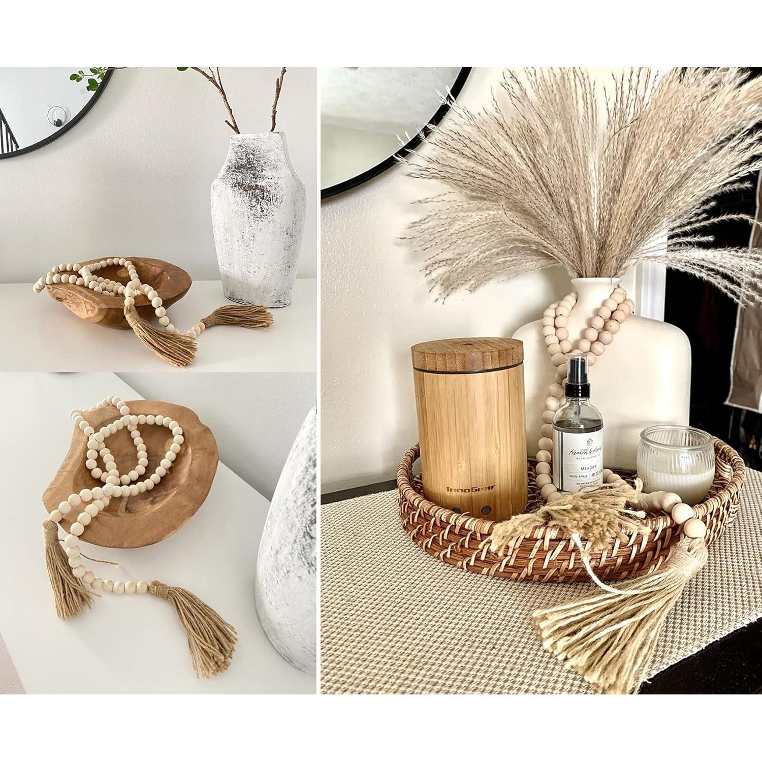 Guirnalda de Perlas de Madera LSKYTOP 147.32 cm con Borlas