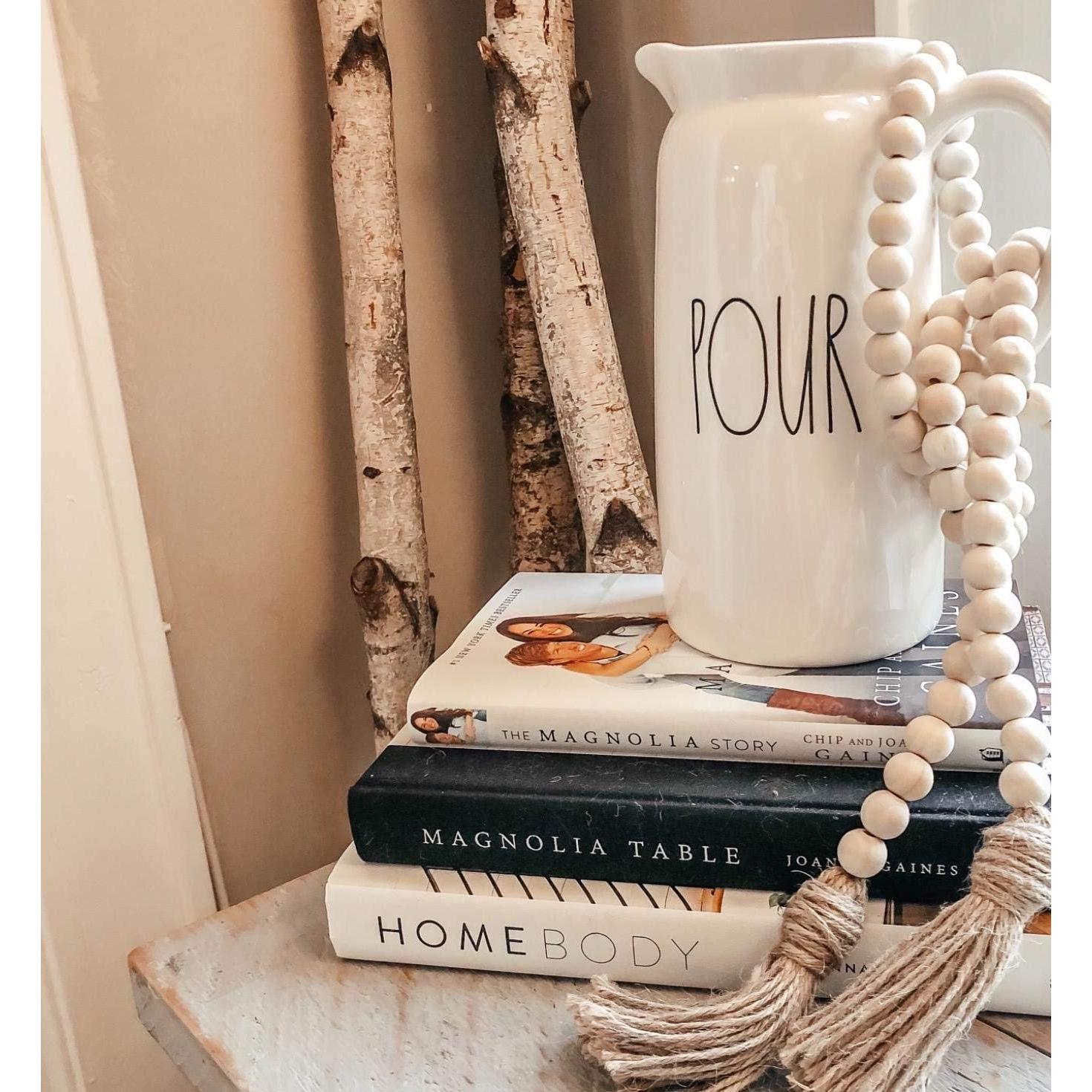 Guirnalda de Perlas de Madera LSKYTOP 147.32 cm con Borlas