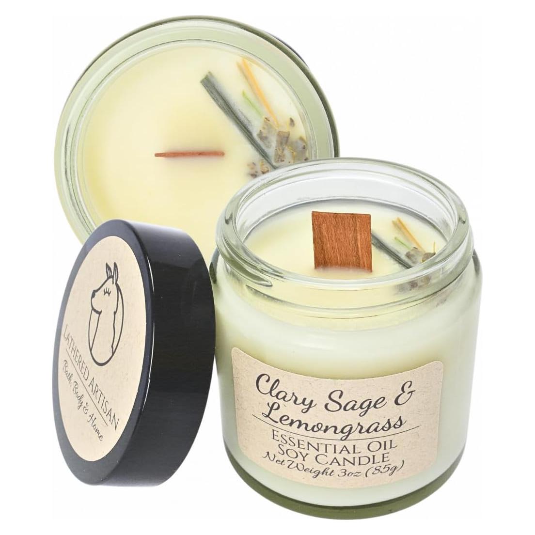 Vela Aromática de Soja Lathered Artisan 85g - Salvia Clary y Limón