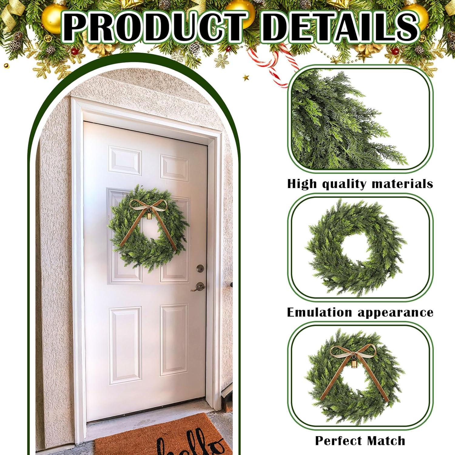 Corona de Navidad de Cedro Dingion 30.48 cm con Campana y Cinta