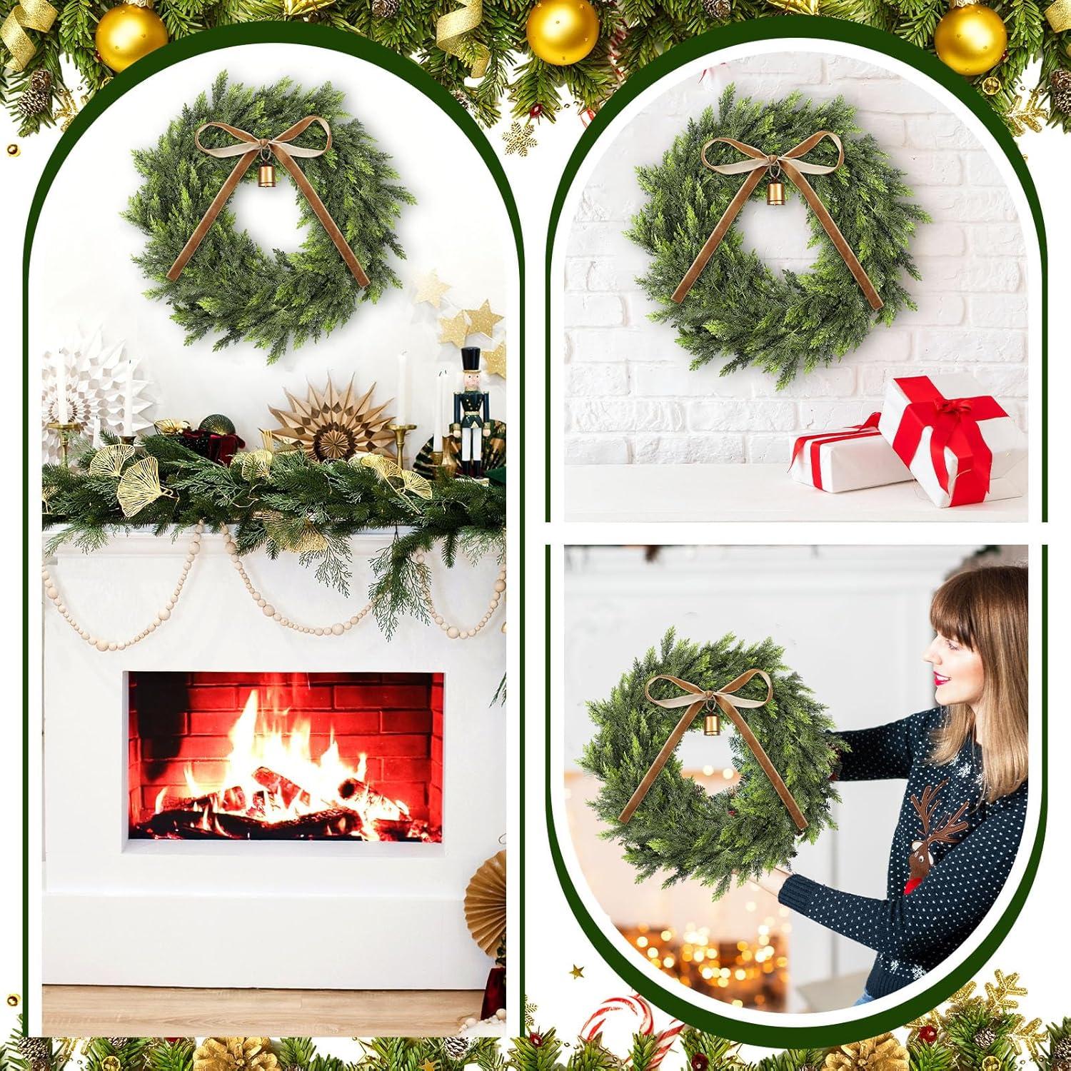 Corona de Navidad de Cedro Dingion 30.48 cm con Campana y Cinta