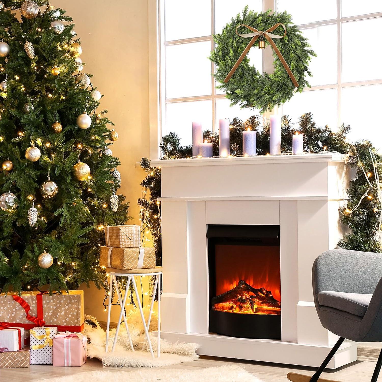 Corona de Navidad de Cedro Dingion 30.48 cm con Campana y Cinta