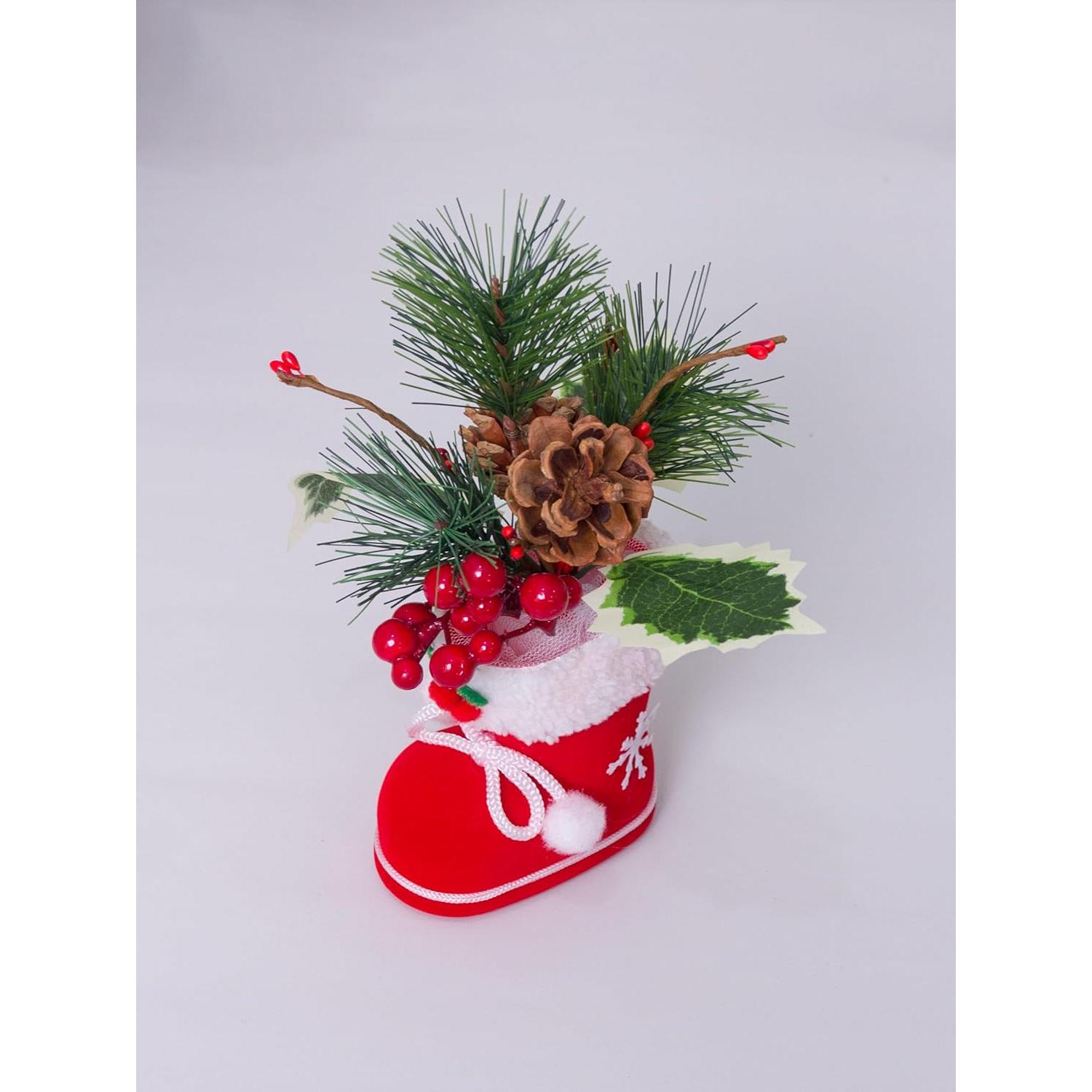 Adorno de Bota de Navidad Ansuma 25.4 cm con Piña y Bayas Rojas