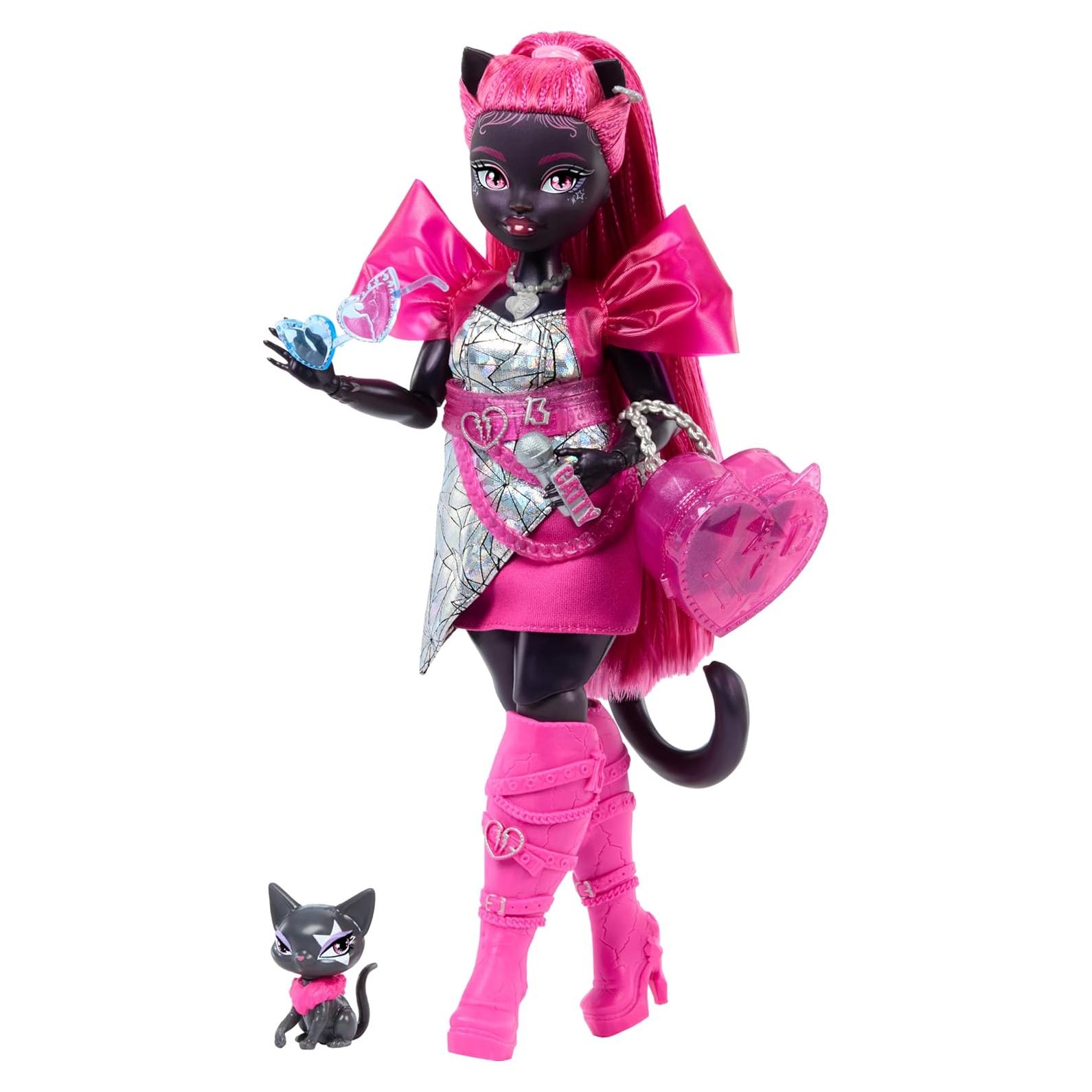 Muñeca Catty Noir Monster High con gato Amulette y accesorios