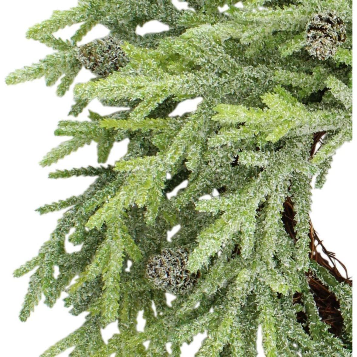 Corona Navideña Artificial AuldHome 38 cm con Piñas y Nieve