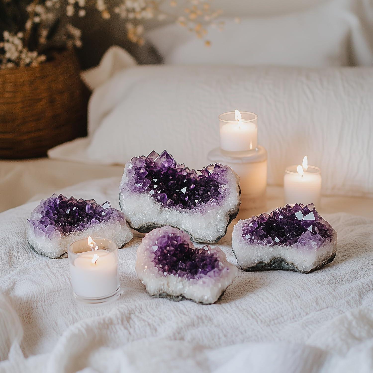 Cristales de Amatista Crudos 2PCS WYJHYZN 0.4-1.5kg Decoración