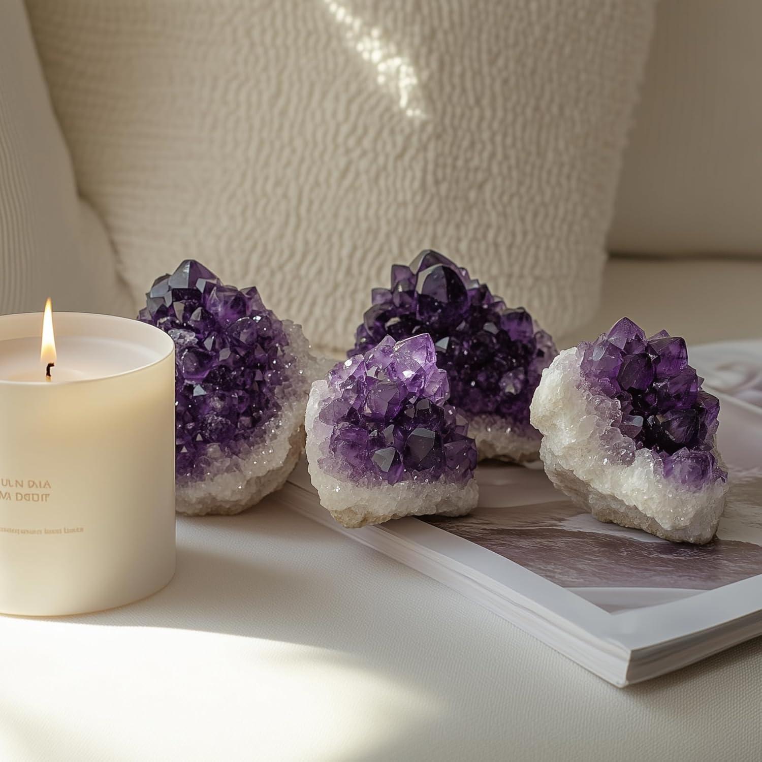 Cristales de Amatista Crudos 2PCS WYJHYZN 0.4-1.5kg Decoración