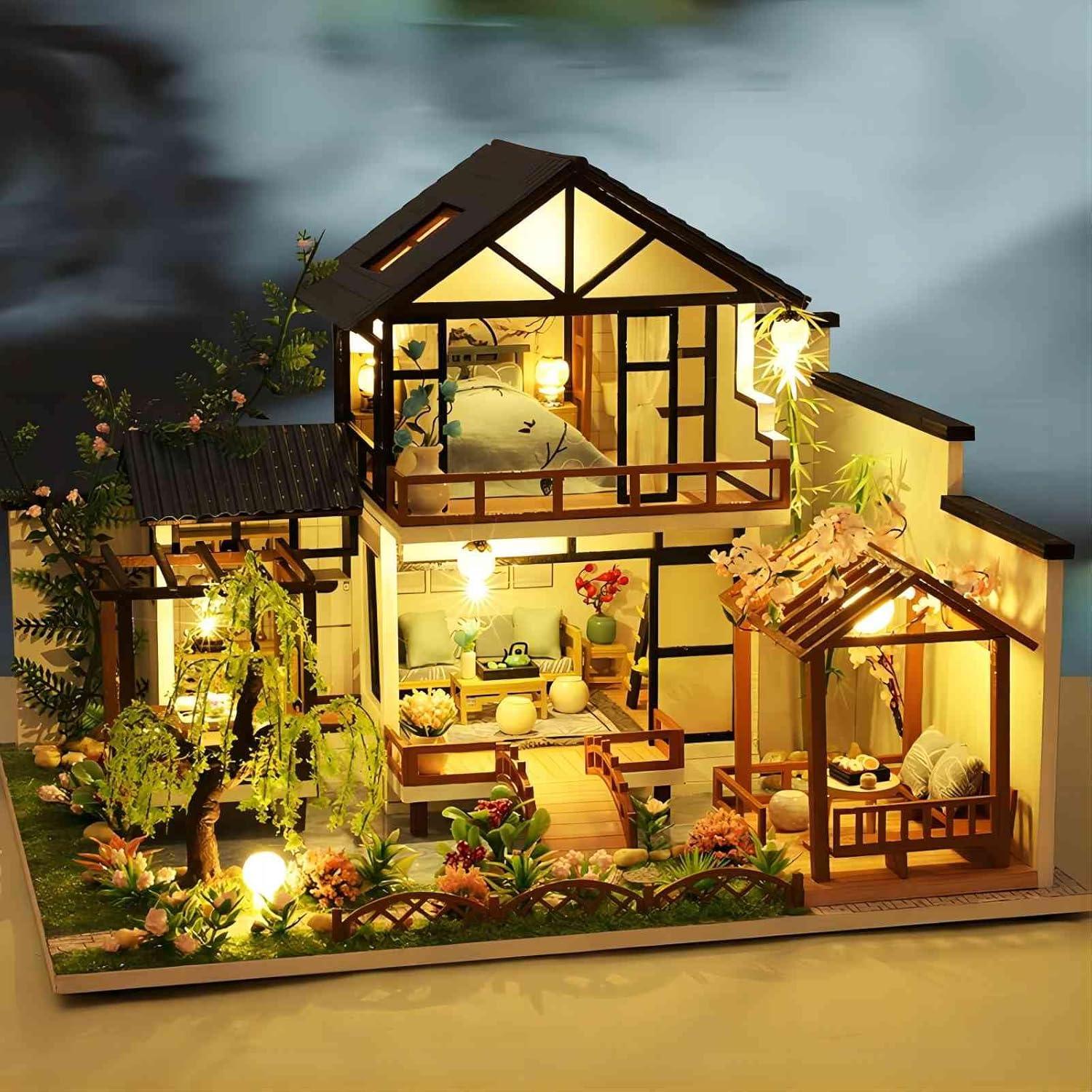 Kit Casa Miniatura DIY OZJAY Jardín de Bambú con LED
