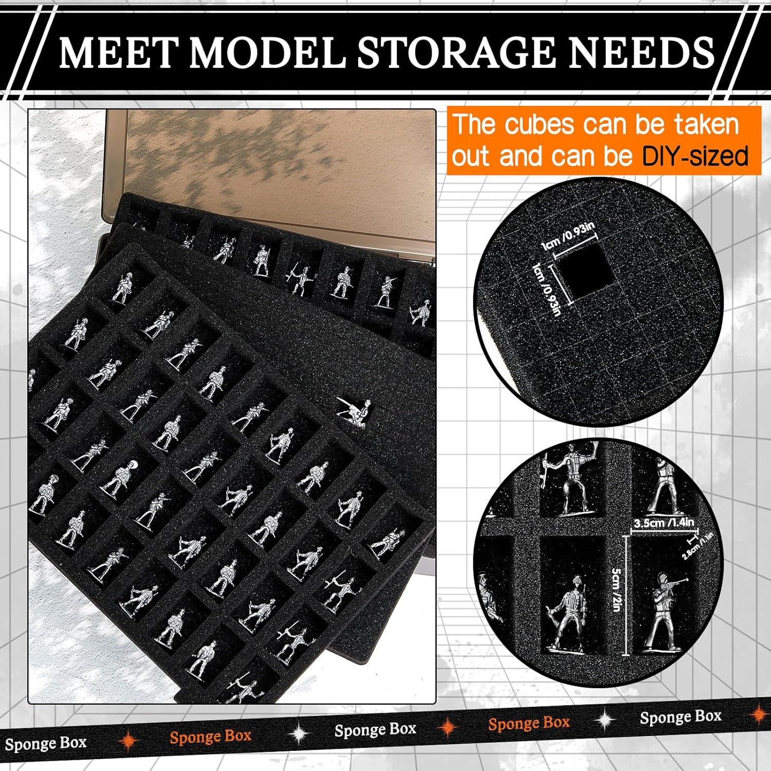 2 Pzs Estuche Almacenamiento Miniaturas Menkxi Negro 72 Ranuras