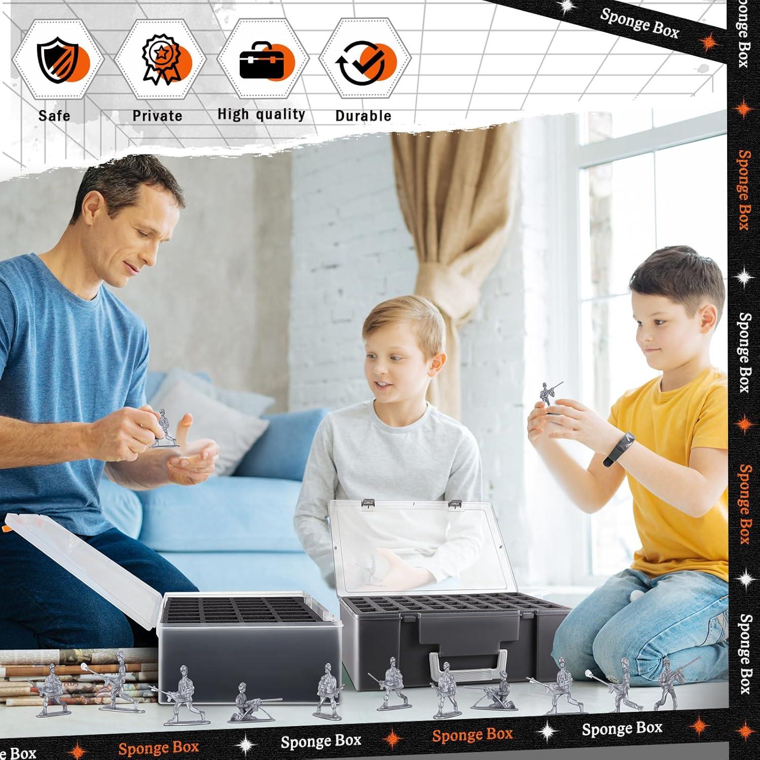 2 Pzs Estuche Almacenamiento Miniaturas Menkxi Negro 72 Ranuras