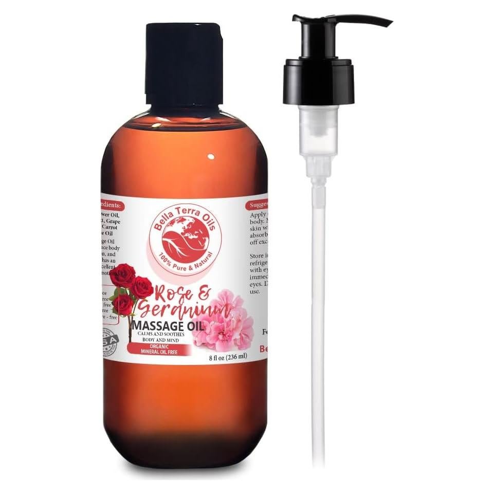 Aceite de Masaje Rosa y Geranio Bella Terra 226 g Sin Mineral