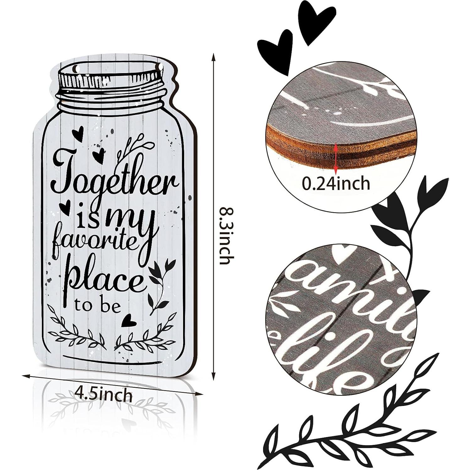 Juego de Placas Colgantes de Madera Jetec - Decoración Rústica 4 Piezas