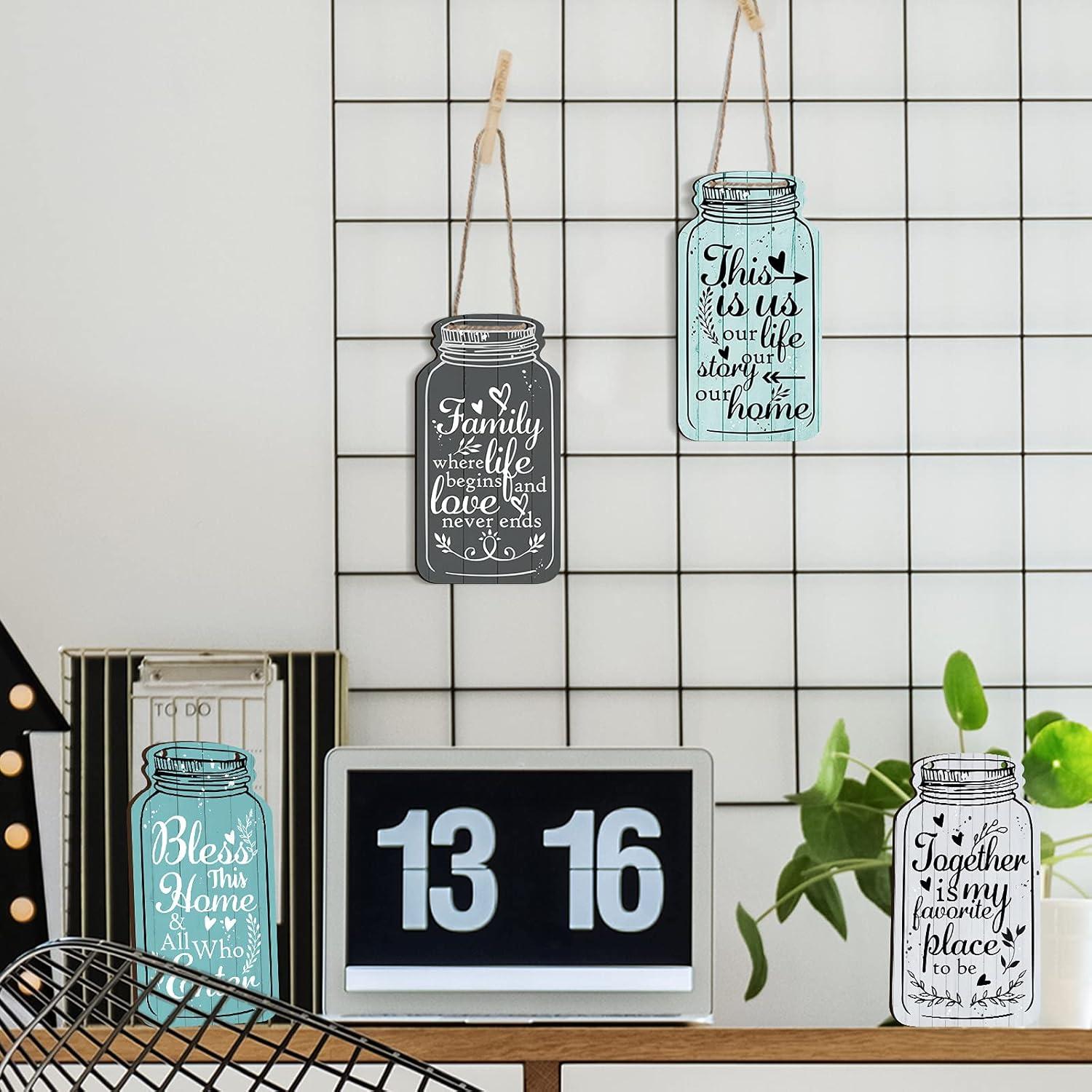 Juego de Placas Colgantes de Madera Jetec - Decoración Rústica 4 Piezas