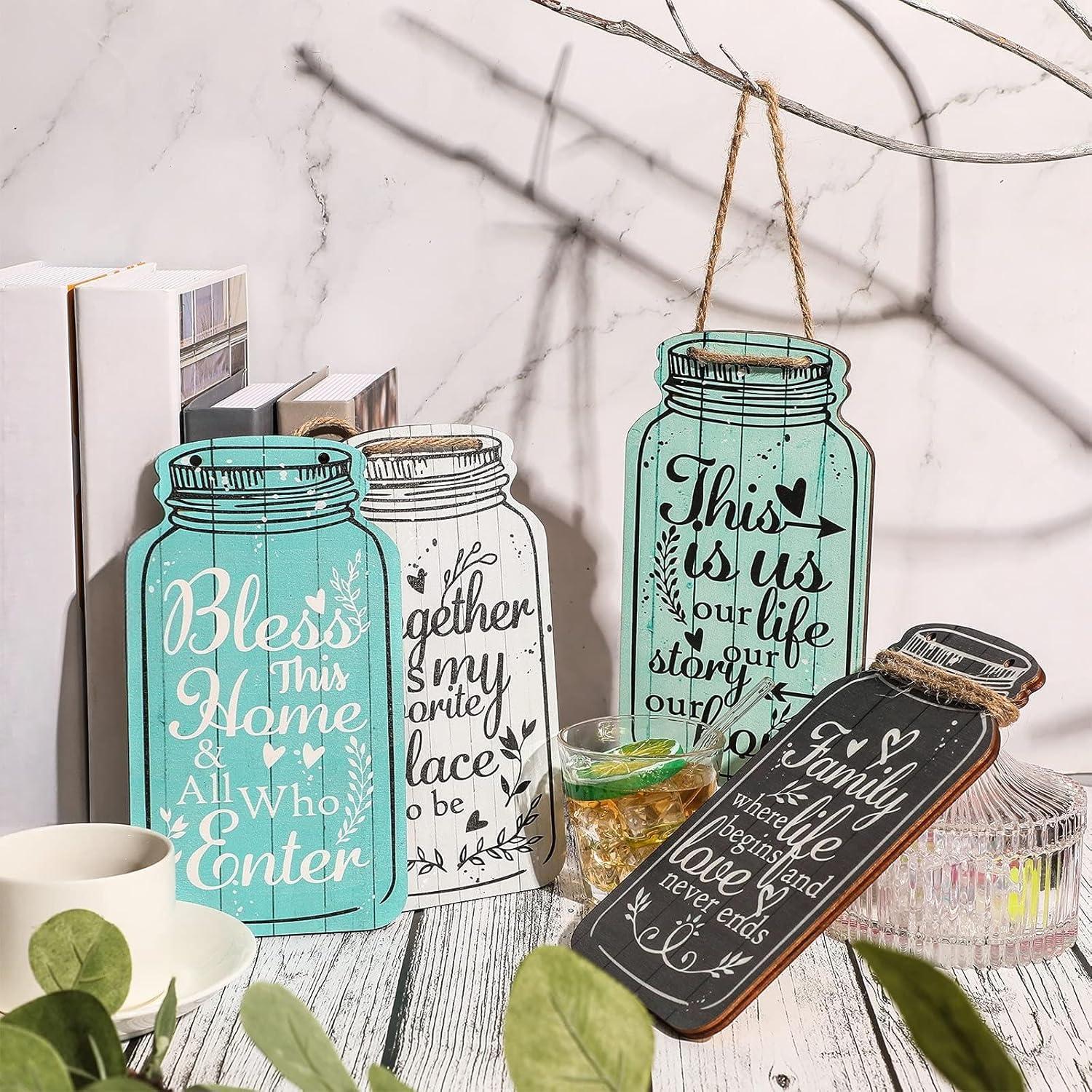 Juego de Placas Colgantes de Madera Jetec - Decoración Rústica 4 Piezas