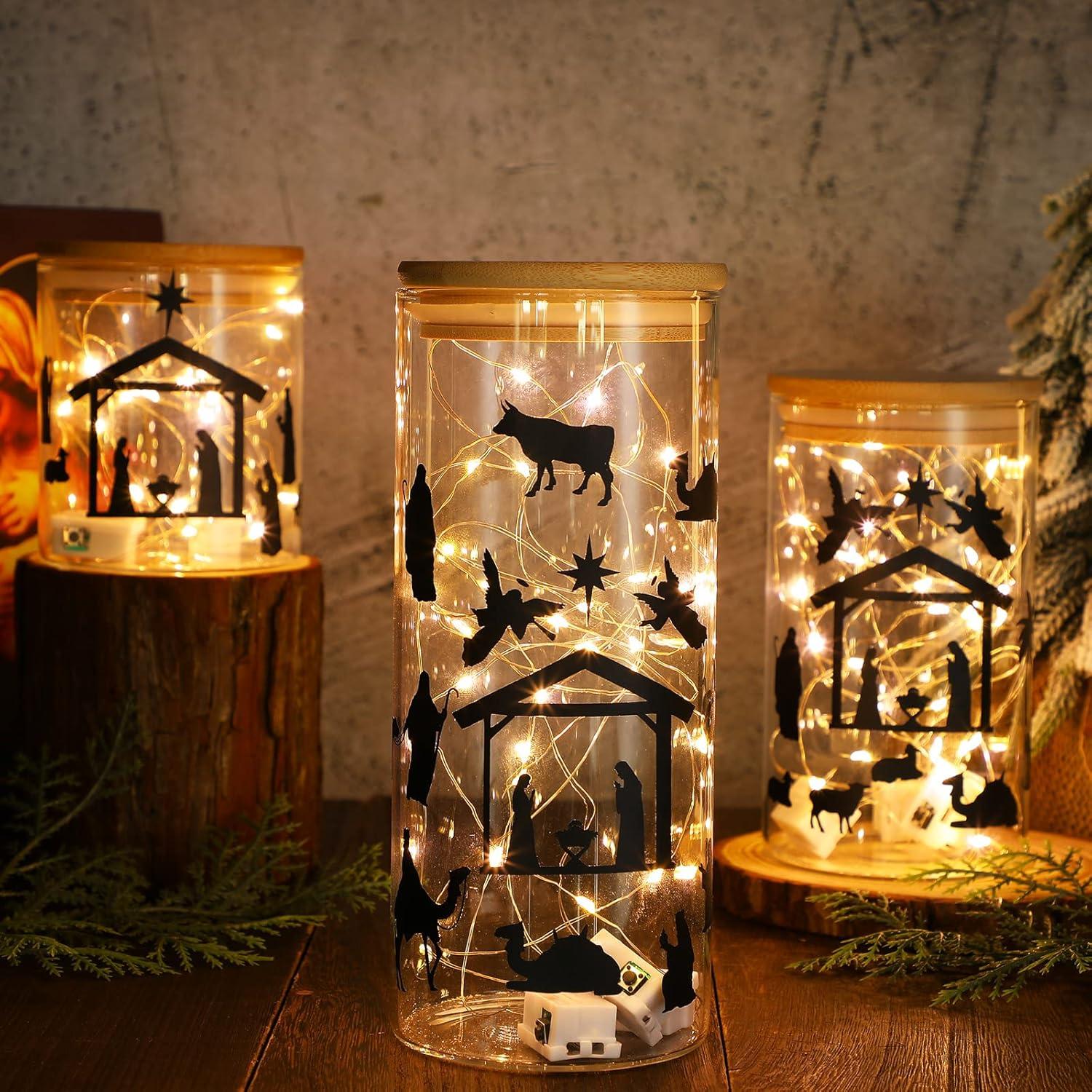 Calcomanías Religiosas de Natividad Chinco 480 Piezas con Luces LED