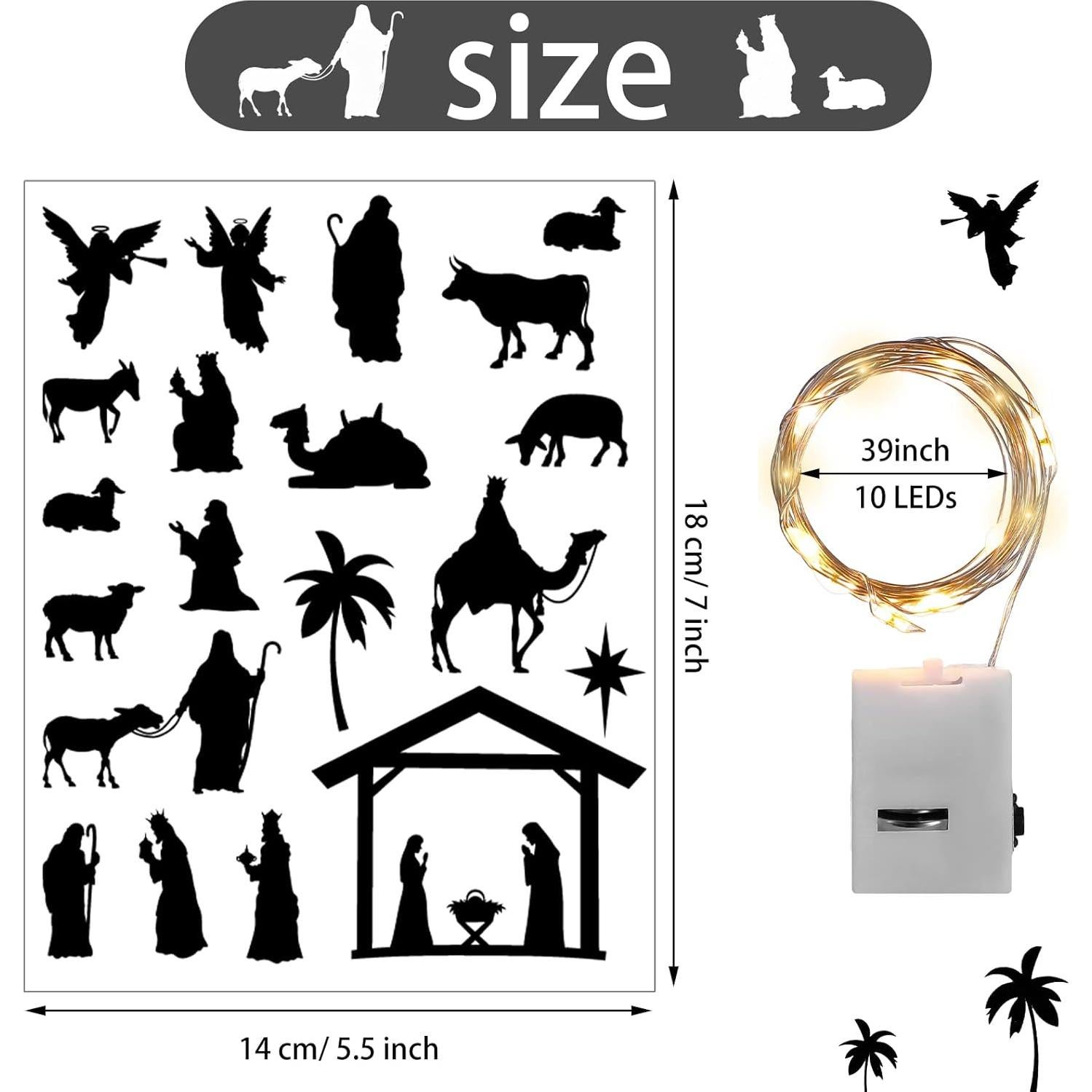 Calcomanías Religiosas de Natividad Chinco 480 Piezas con Luces LED