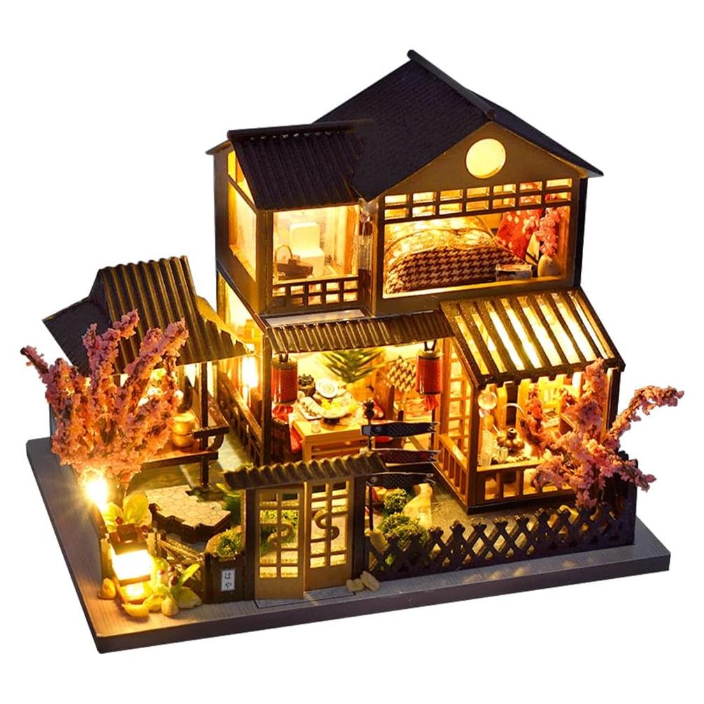 Casa de Muñecas CUTEBEE Jardín Japonés DIY con Muebles