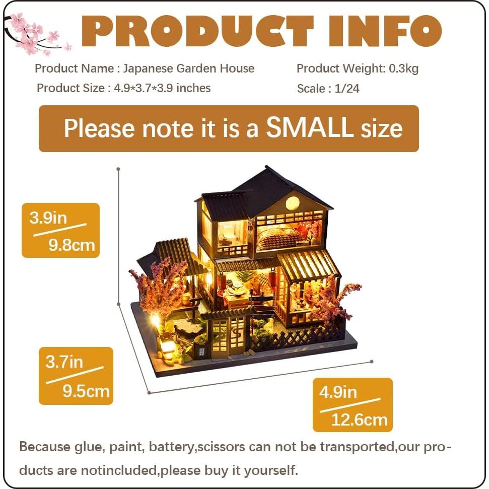 Casa de Muñecas CUTEBEE Jardín Japonés DIY con Muebles