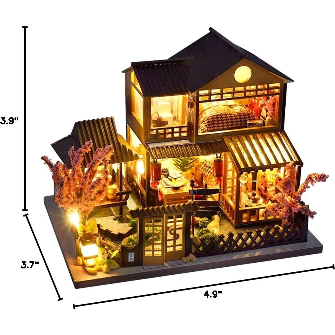 Casa de Muñecas CUTEBEE Jardín Japonés DIY con Muebles