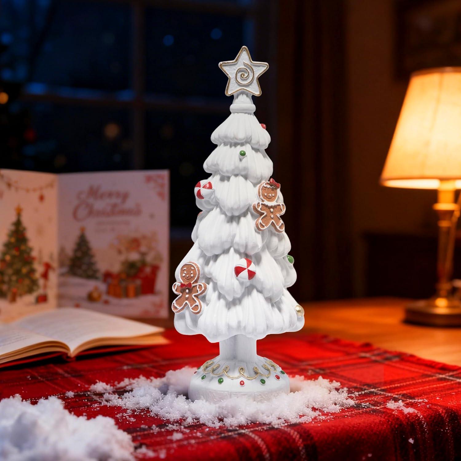 Figurita de Árbol de Navidad Hodao - Resina Blanca Pintada a Mano