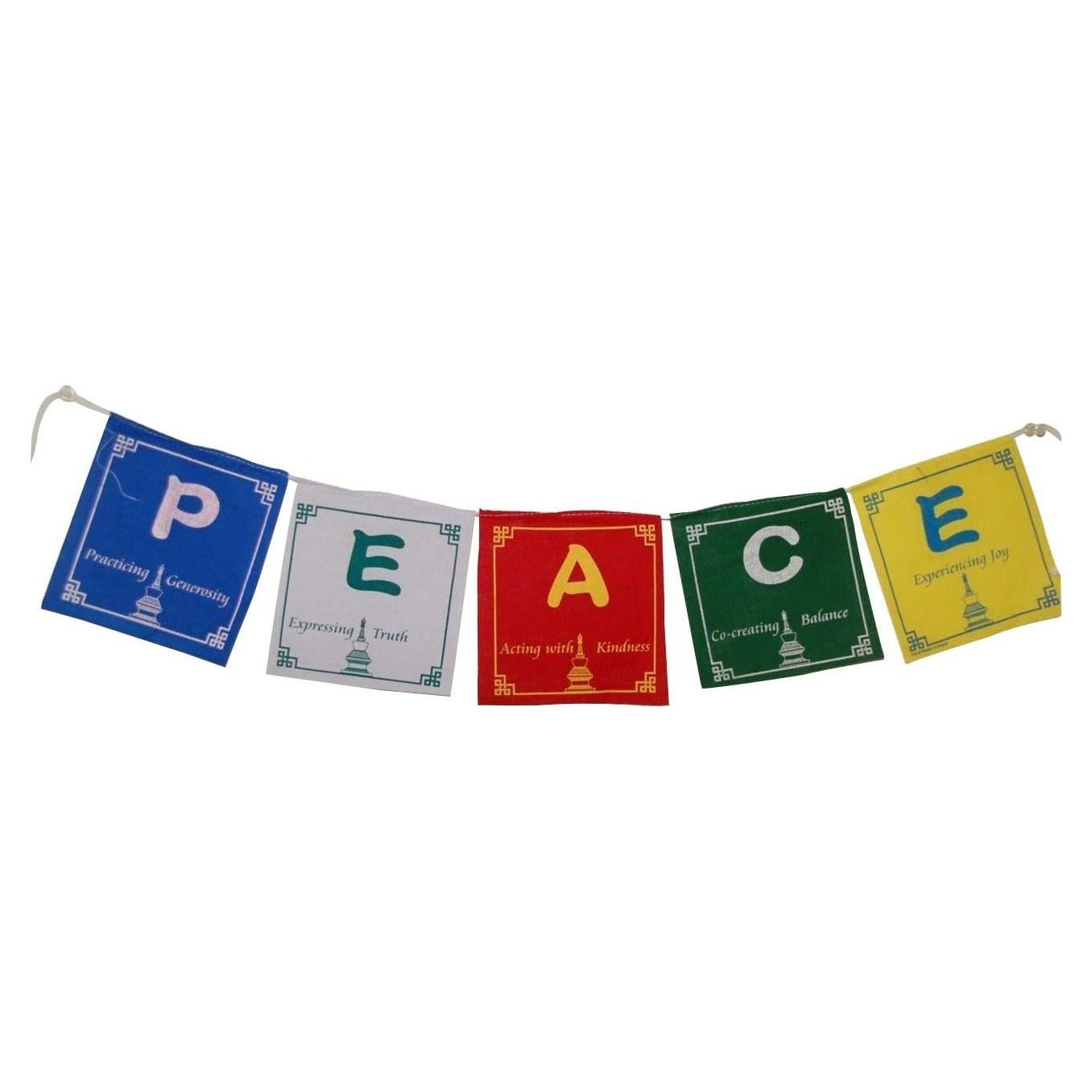 Set de 5 Banderas de Oración Tibetanas 12.7x12.7 cm