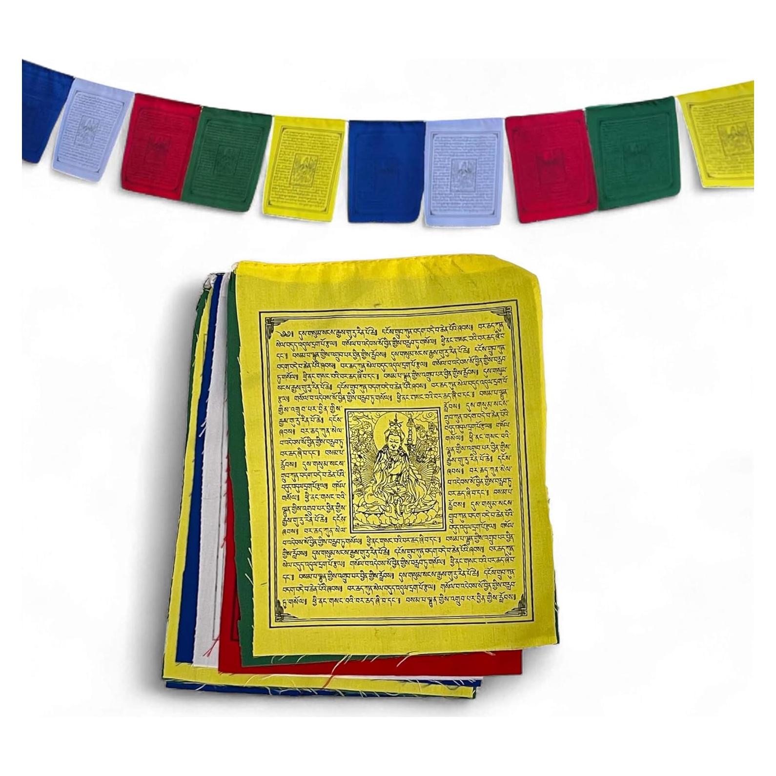 Set de 10 Banderas de Oración Tibetanas Guru Rinpoche 15x20cm