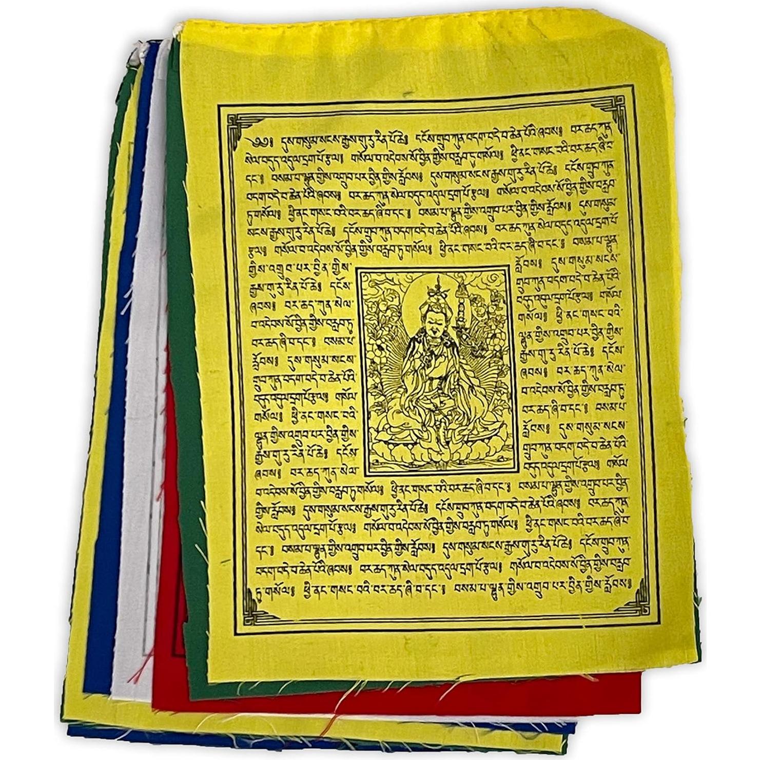 Set de 10 Banderas de Oración Tibetanas Guru Rinpoche 15x20cm