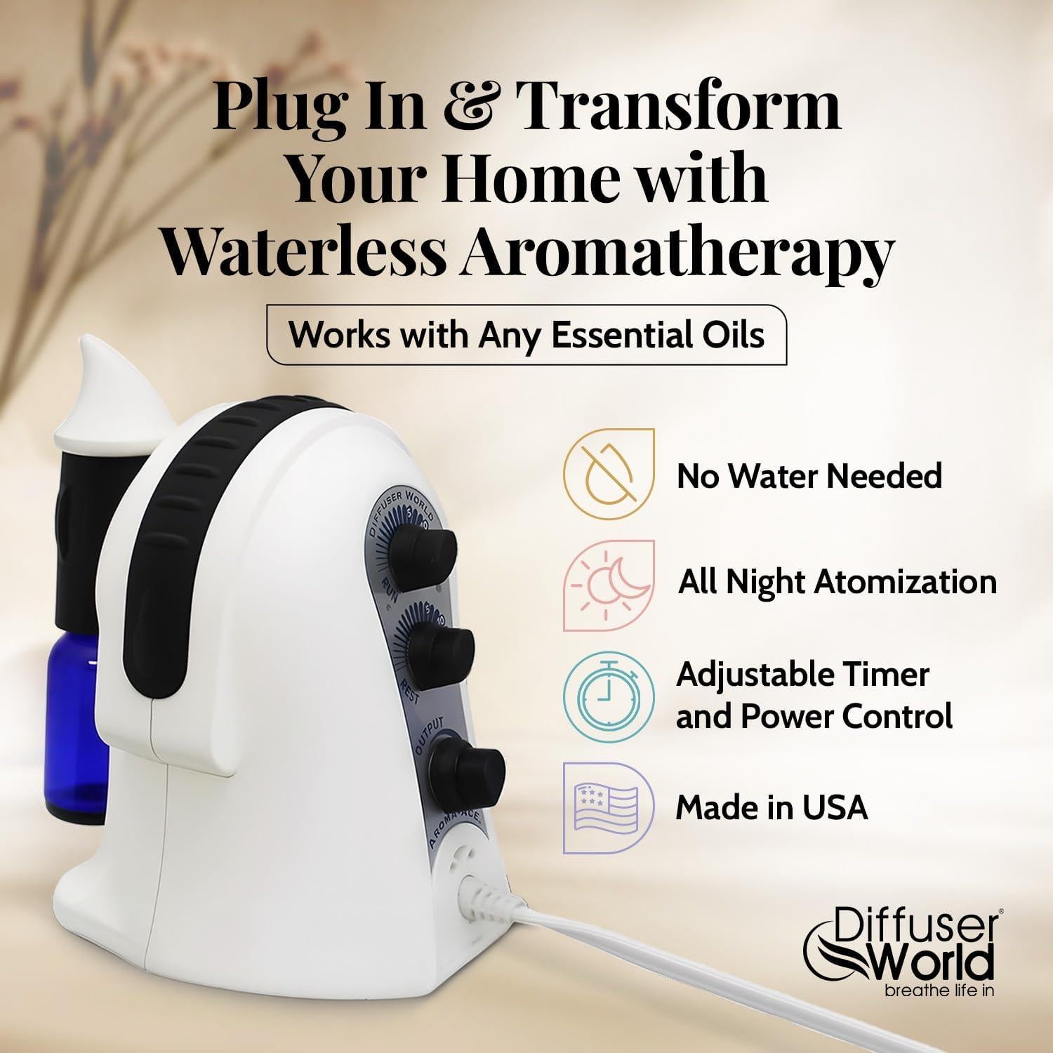 Difusor de Aromas Sin Agua Diffuser World Negro 110V