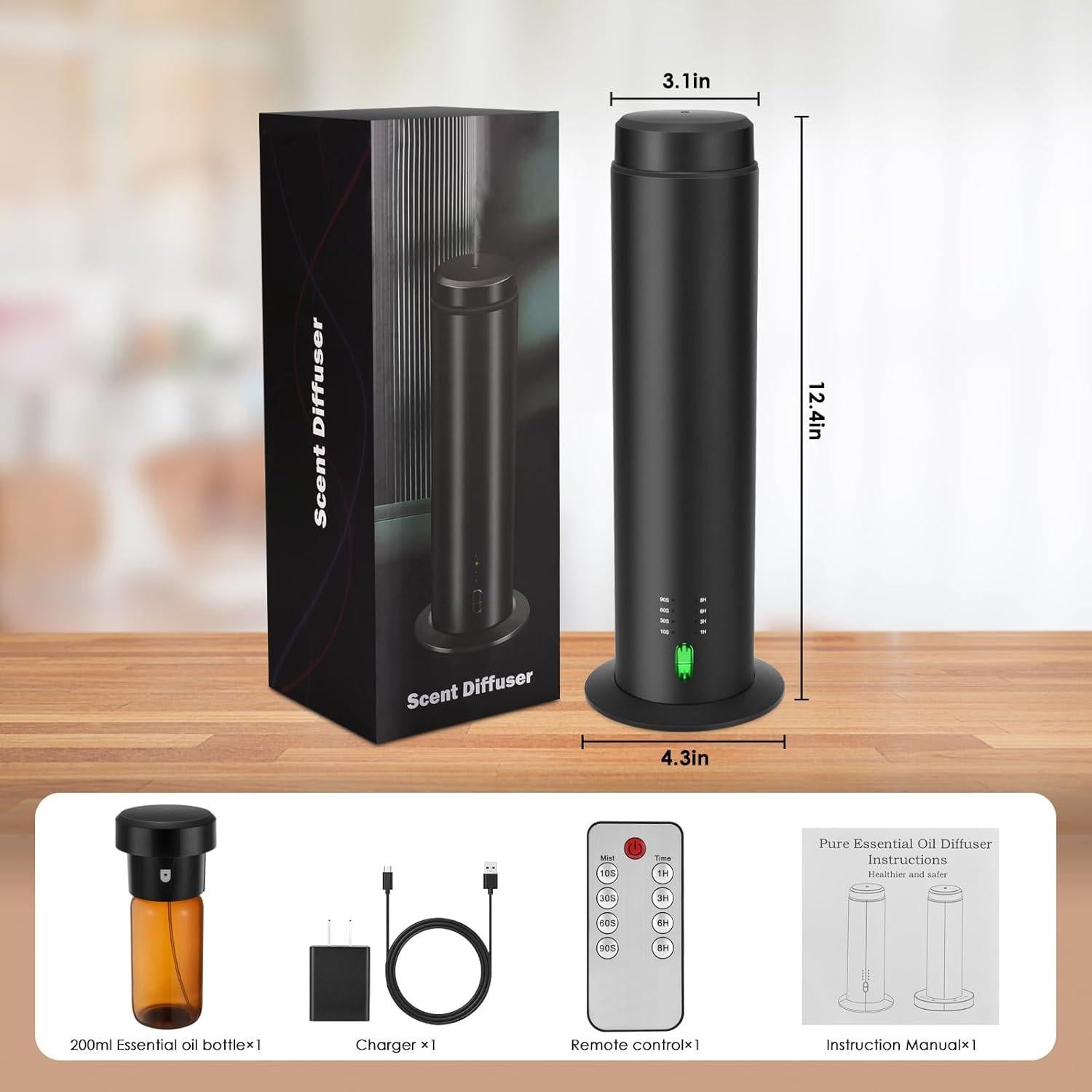 Difusor de Aceite Esencial GMSYSW 200ml Negro para Habitaciones