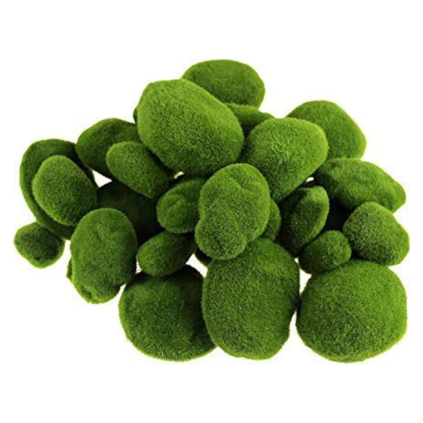 40 Piezas Rocas de Musgo Artificial Verde Decorativas