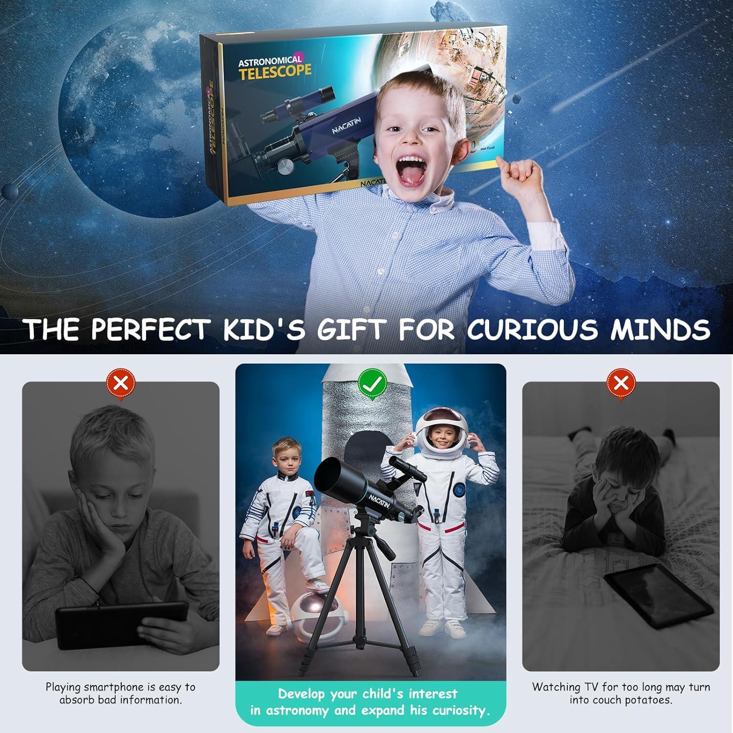 Telescopio NACATIN 70mm Refractor 300mm Aumento 15x-150x