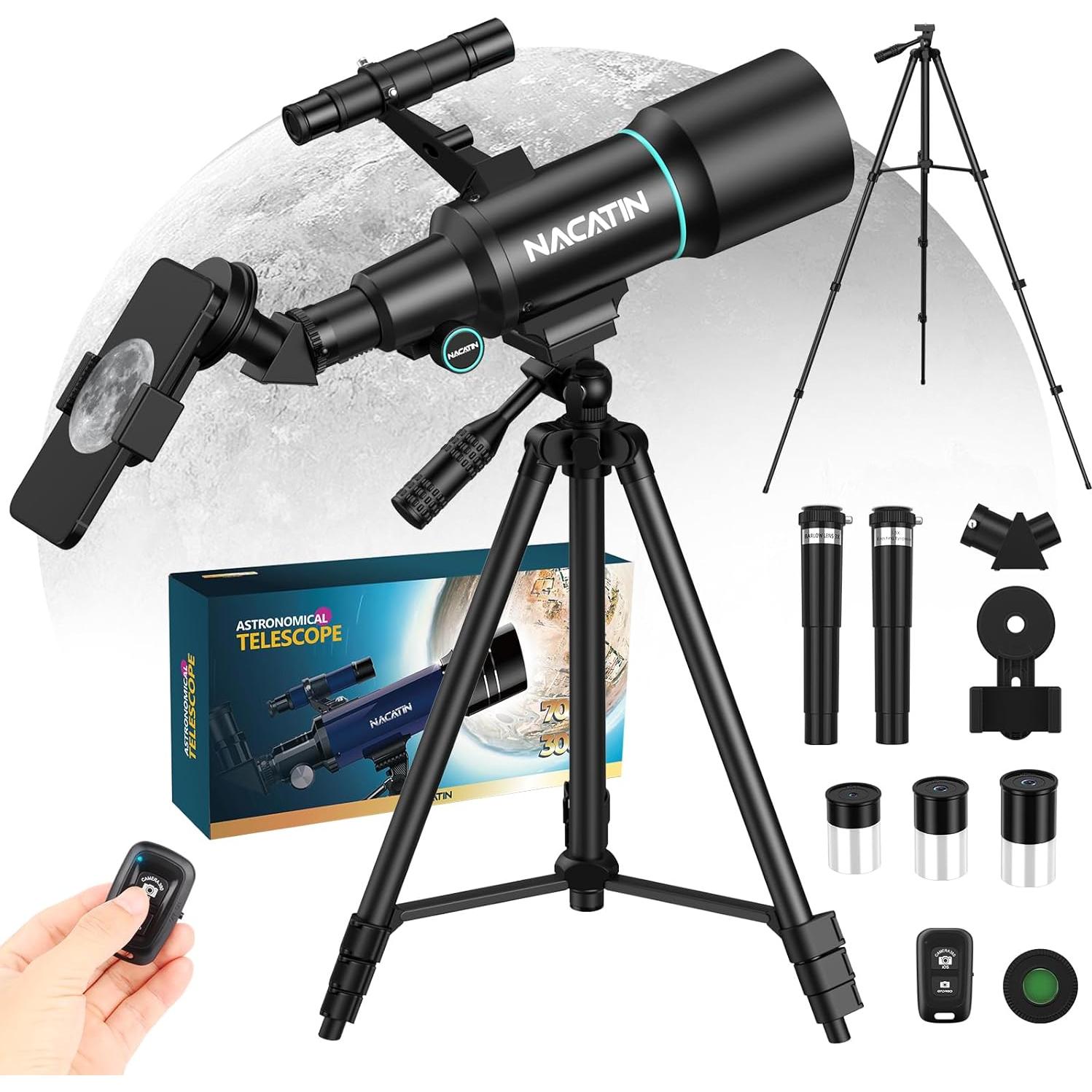 Telescopio NACATIN 70mm Refractor 300mm Aumento 15x-150x