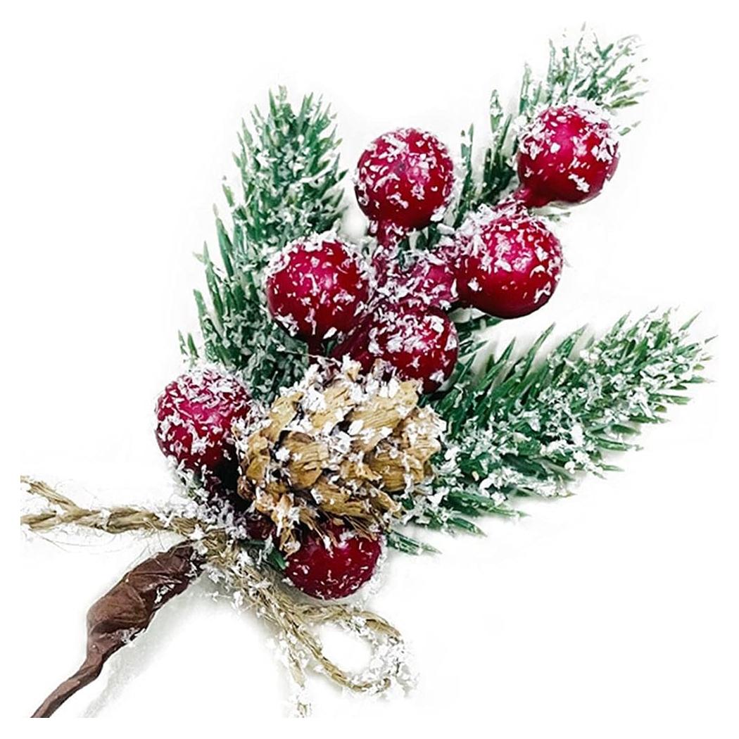Ramas de Pino Perpetuo con Berries Rojas MEMOVAN 8pcs