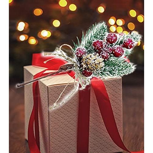 Ramas de Pino Perpetuo con Berries Rojas MEMOVAN 8pcs