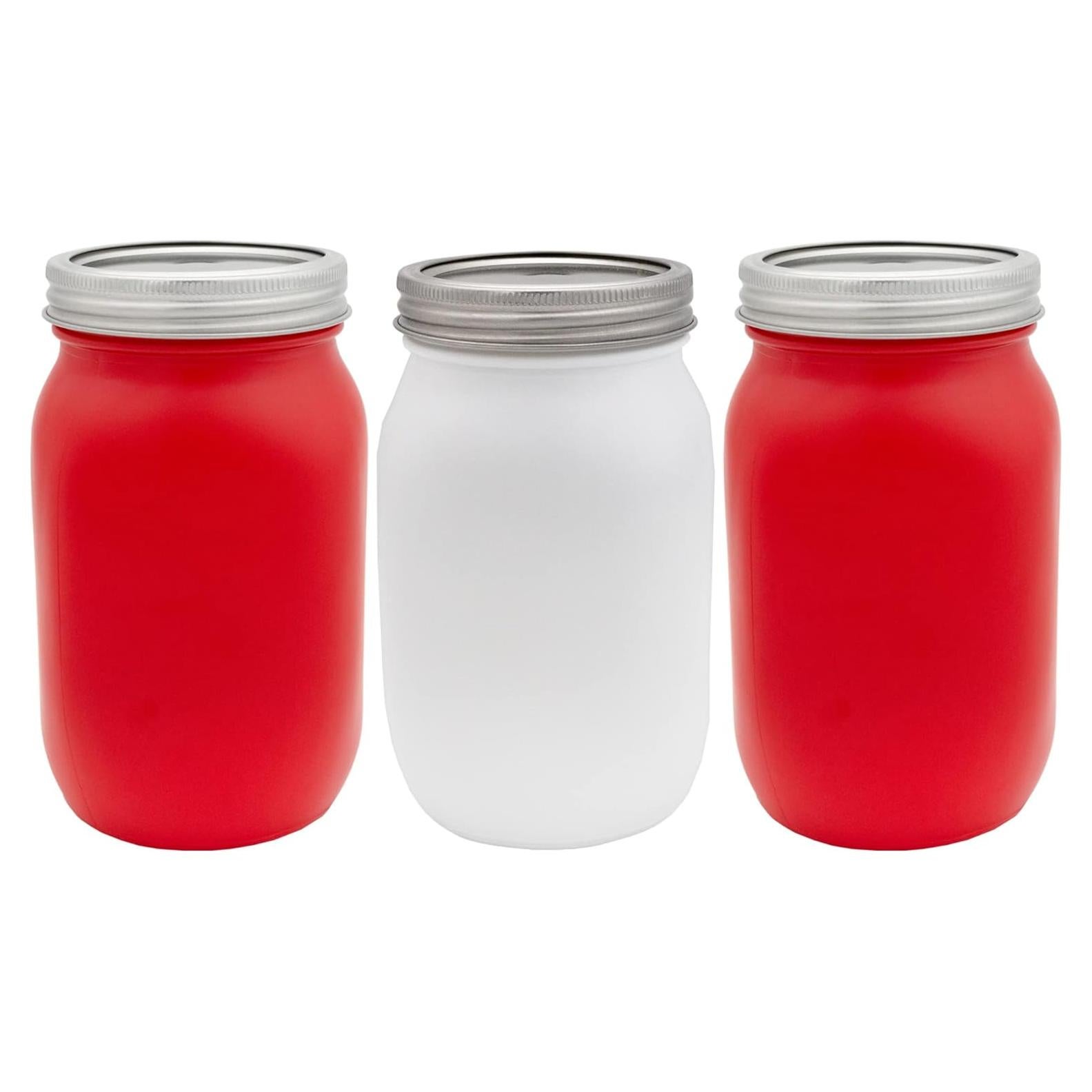 Juego de 3 Tarros de Mason Rojos y Blancos Darware 0.95L