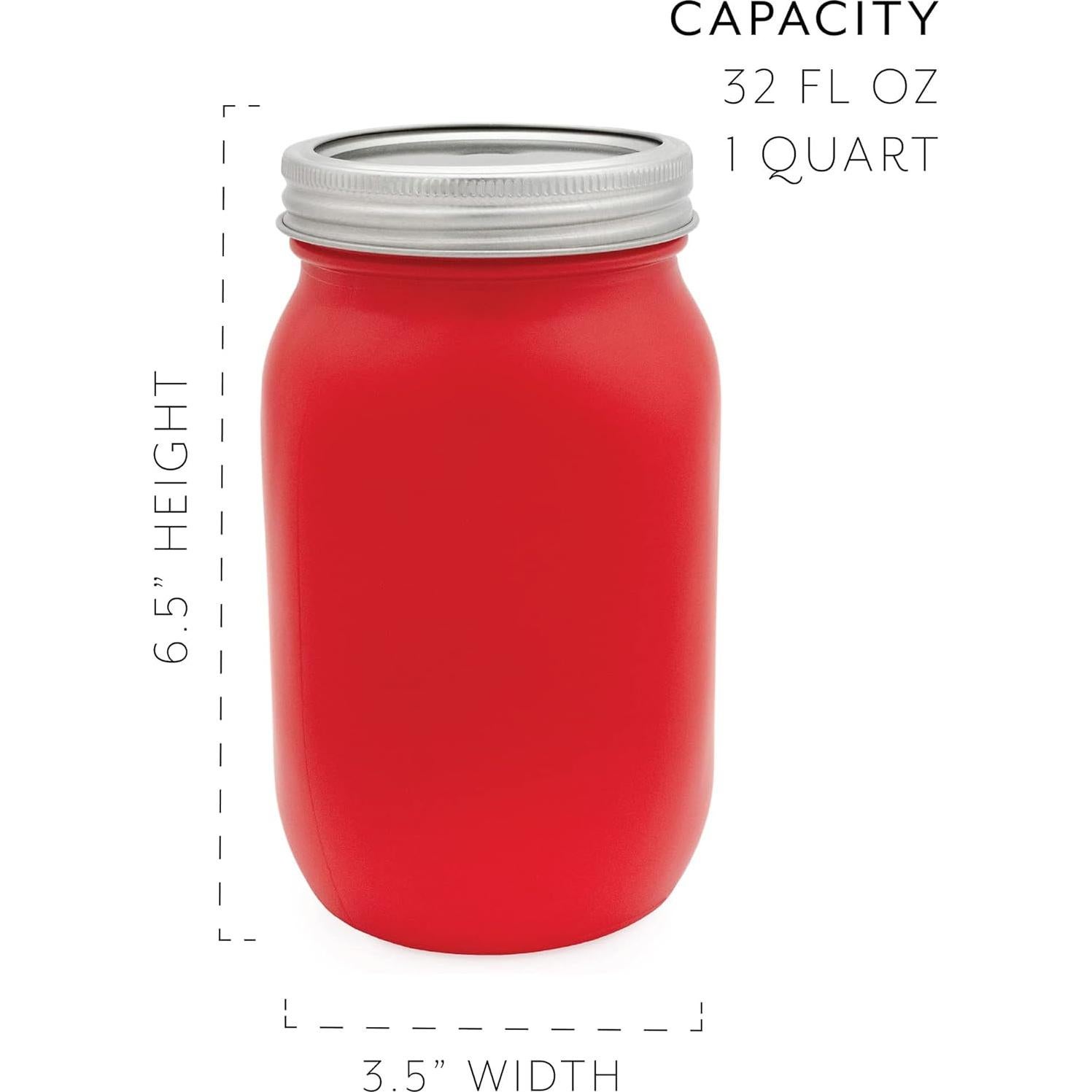 Juego de 3 Tarros de Mason Rojos y Blancos Darware 0.95L