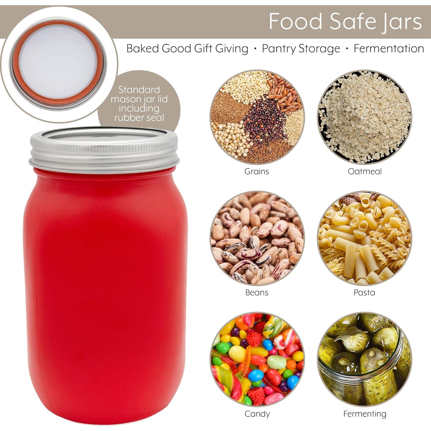 Juego de 3 Tarros de Mason Rojos y Blancos Darware 0.95L