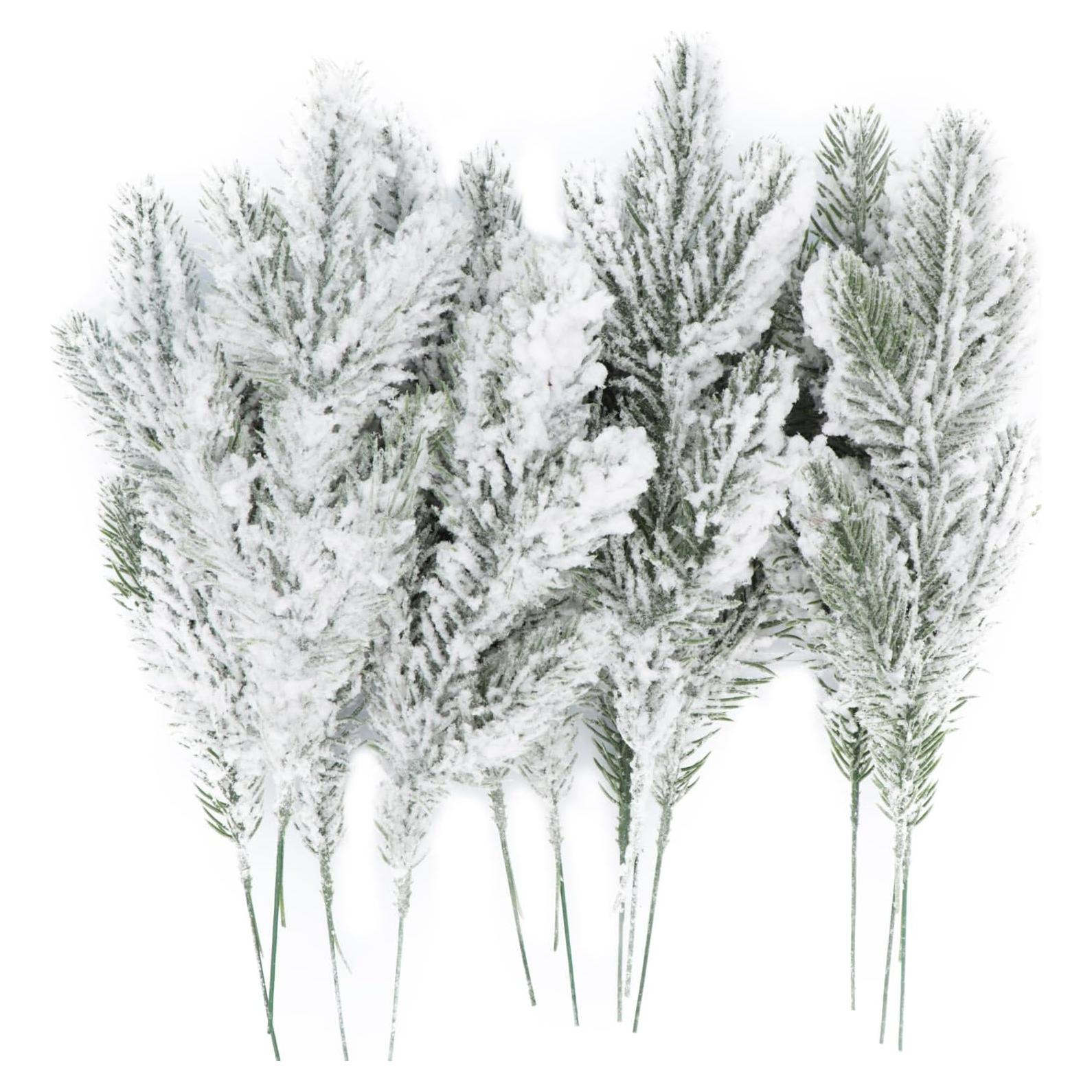 12 Agujas de Pino Artificial Nevado Kunjocy 27cm Decoración