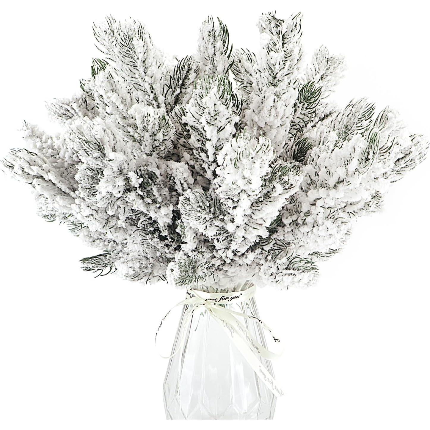 12 Agujas de Pino Artificial Nevado Kunjocy 27cm Decoración