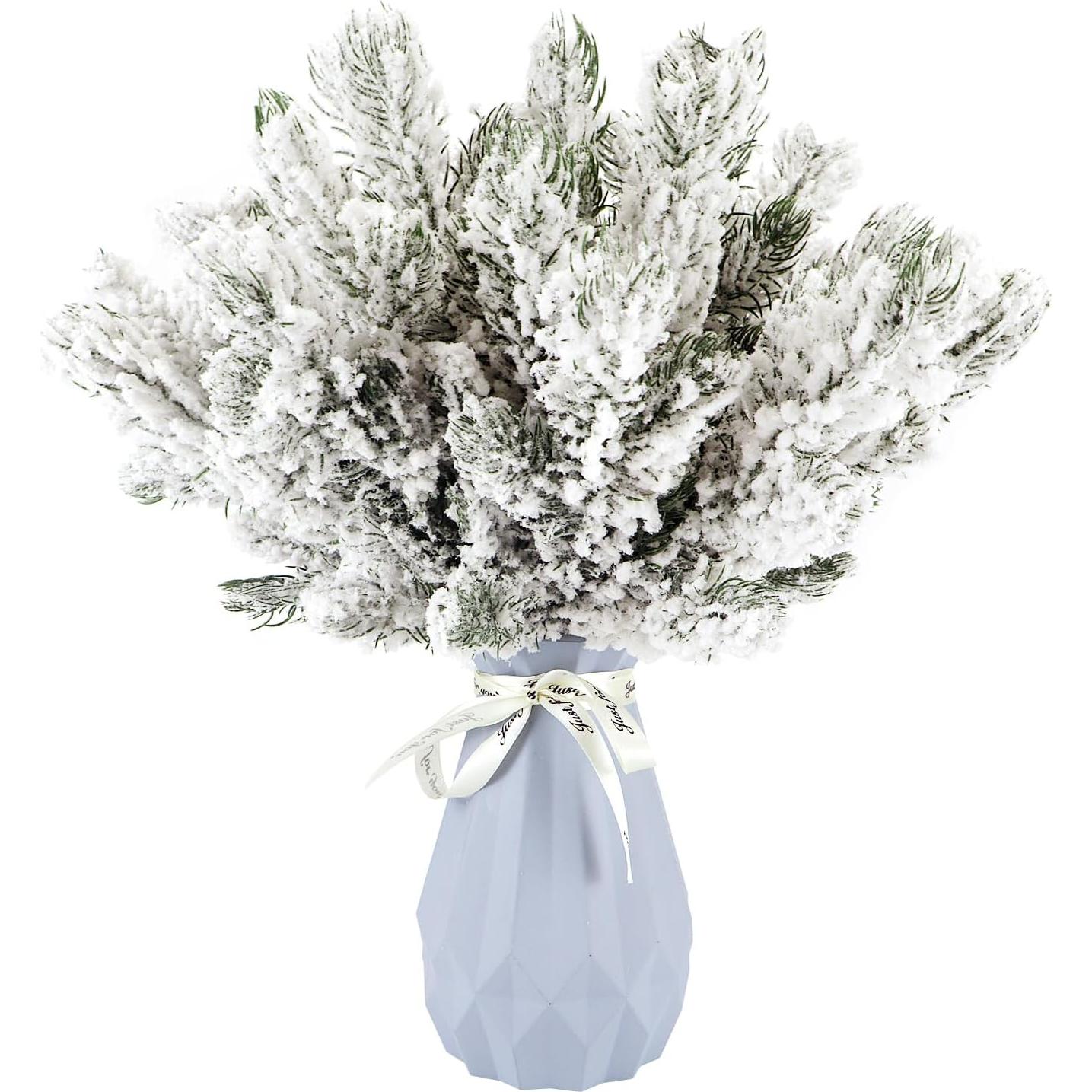 12 Agujas de Pino Artificial Nevado Kunjocy 27cm Decoración