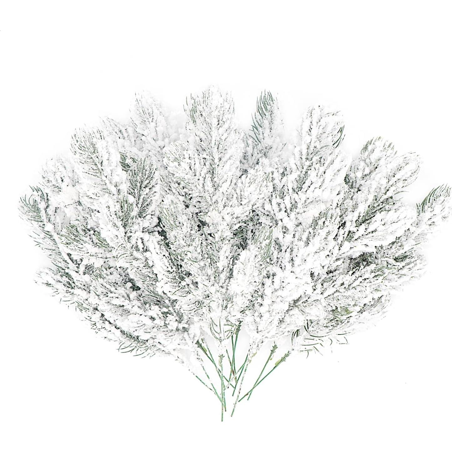 12 Agujas de Pino Artificial Nevado Kunjocy 27cm Decoración