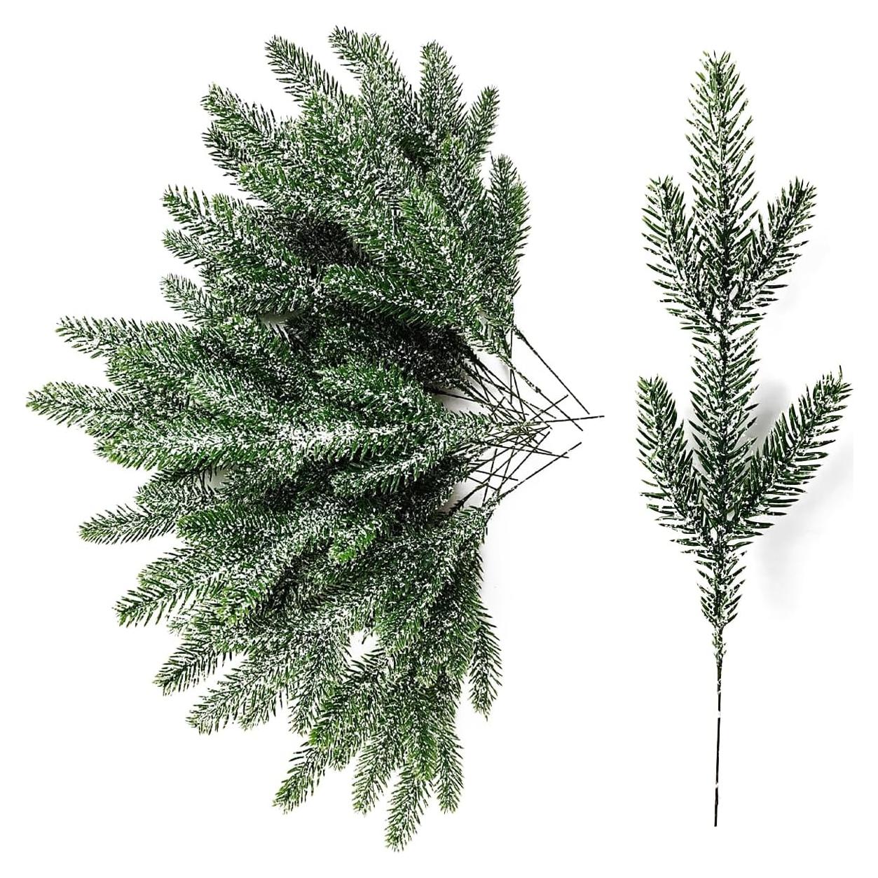 Ramas de Pino Artificial Nevado TIHOOD 30cm - 13 Piezas