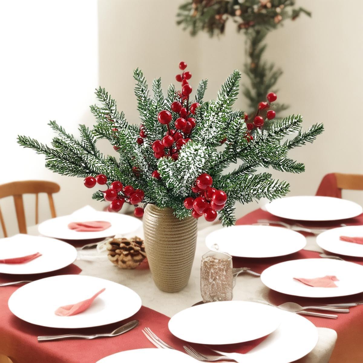 Ramas de Pino Artificial Nevado TIHOOD 30cm - 13 Piezas