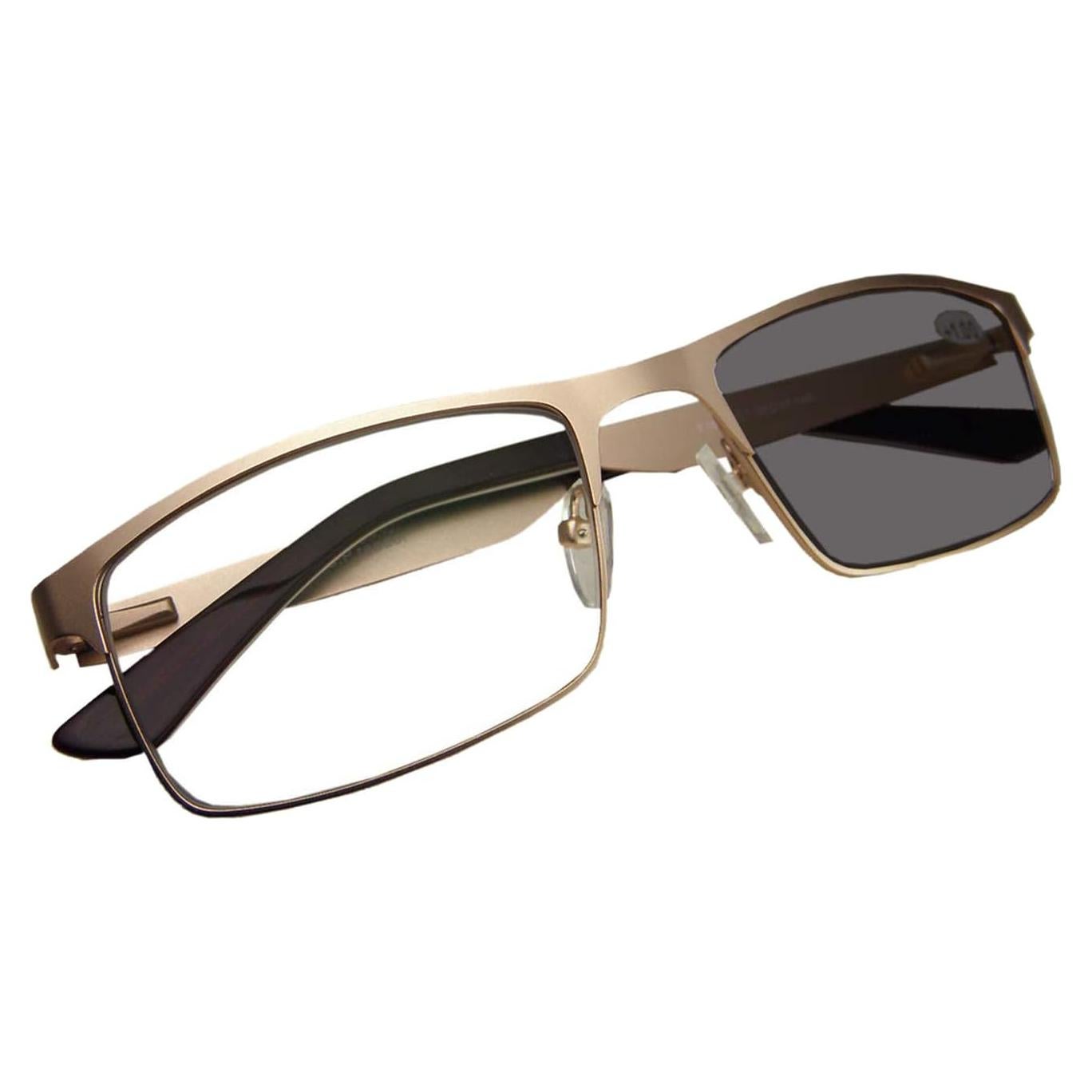 Gafas de lectura fotoquímicas UV 400 Hombres Oro 3.5x